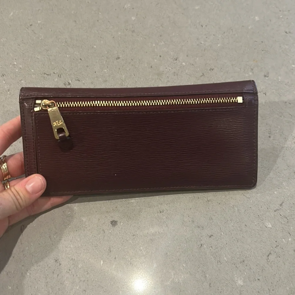 Lauren Ralph Lauren Dark Brown Textured Leather Continental Wallet - Picture 6 of 7